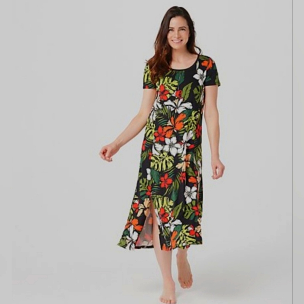 Cuddl Duds Flexwear Short-Sleeve Maxi Dress
